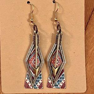 Arrow and native design dangle earrings
